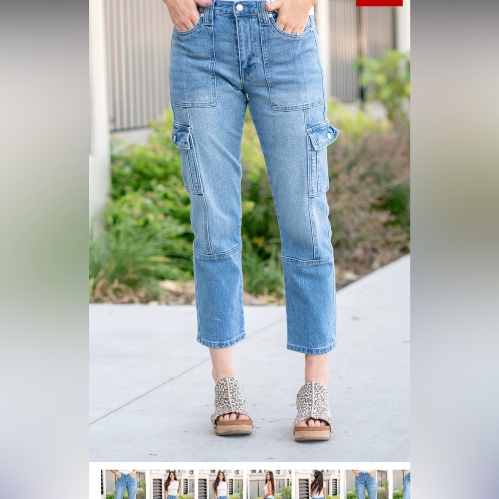 KanCan Light Blue Straight Leg Cargo Jeans - Picture 4 of 15